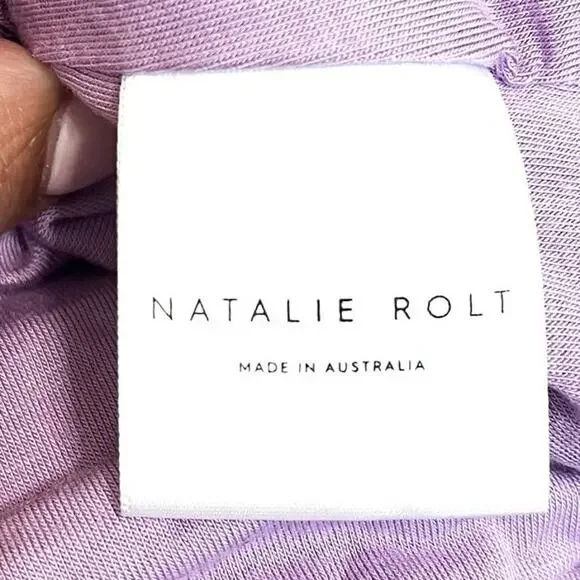 Natalie Rolt Violetta Milkmade Dress Size 0 Purple Bamboo One Shoulder Stretch